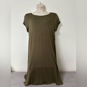 Women’s Plus Olive Green Casual T-Shirt Dress 3X